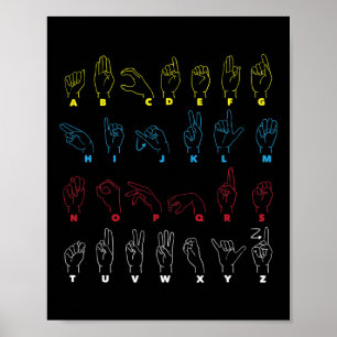 Poster Alphabet enseignant American Sing Language Asl Cha