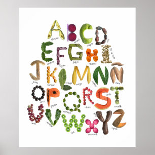 Poster Alphabet espagnol Fruits et légumes Mexique