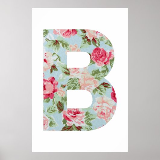 Poster Alphabet floral ; Graphique alphabet nom B (Devant)