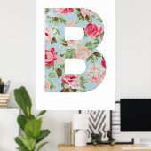 Poster Alphabet floral ; Graphique alphabet nom B (Bureau à domicile)