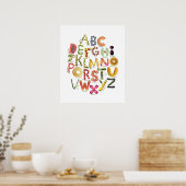 Poster Alphabet Fruit Enfants ABC Nursey Food Thème (Cuisine)