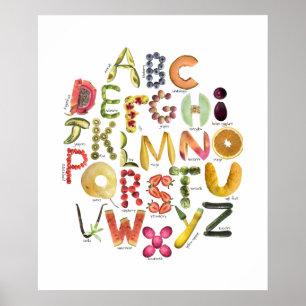 Poster Alphabet Fruit Enfants ABC Nursey Food Thème