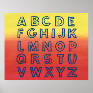 Poster Alphabet Graphique Coque supérieur Lettres Sunset
