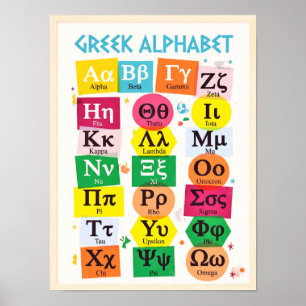Poster Alphabet grec en classe pour les enfants Ordre d