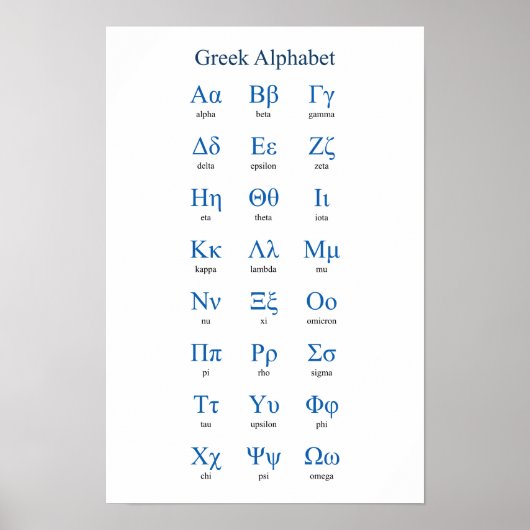 Poster Alphabet grec étroit vertical (Devant)