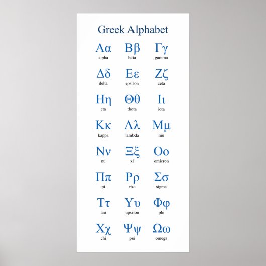Poster Alphabet grec étroit vertical (Devant)