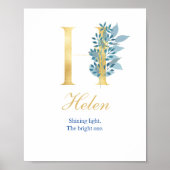 Poster Alphabet H Imprimer Nom initial Signification Post (Devant)