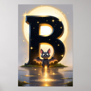 Poster Alphabet Halloween Enfants ABC Lettre B