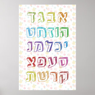 Poster Alphabet hébreu coloré pour enfants juifs
