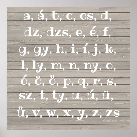Poster alphabet hongrois en bois (Devant)