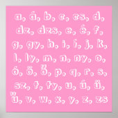 Poster alphabet hongrois en rose (Devant)