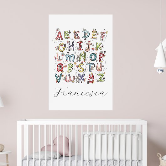 Poster Alphabet Lapins, Papillons, Fées & Fleurs  (Pépinière 2)