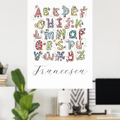 Poster Alphabet Lapins, Papillons, Fées & Fleurs  (Bureau à domicile)
