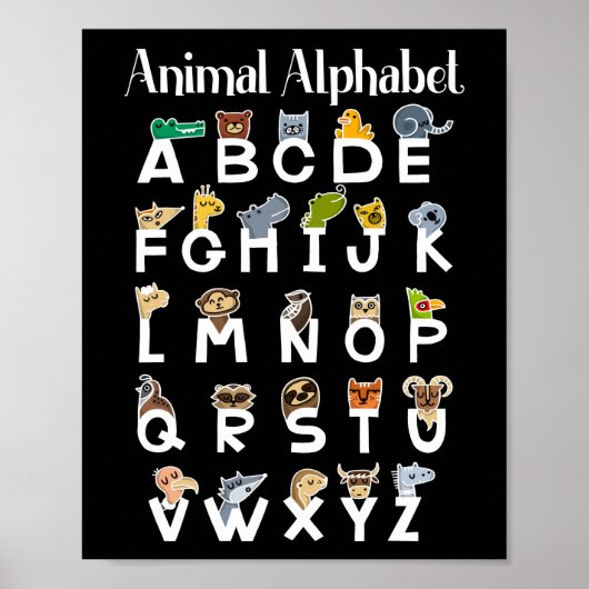 Poster Alphabet Learning Kids Cute Animals ABC (Devant)