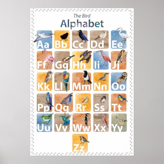 Poster alphabet oiseaux (Devant)