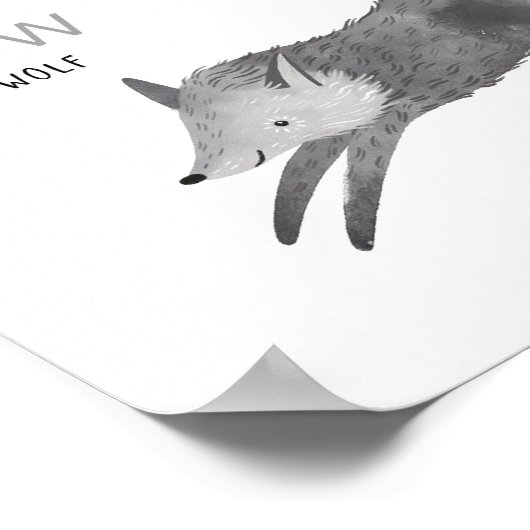 Poster Alphabet oursin ludique pour enfants forêt boisée (Coin)