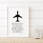 Poster Alphabet phonétique, OEuvre murale, Cadeau pilote