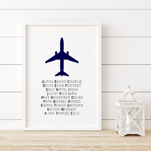 Poster Alphabet phonétique, OEuvre murale, Cadeau pilote