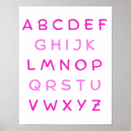 Poster Alphabet rose Lettres de capital enseignant Salle  (Devant)