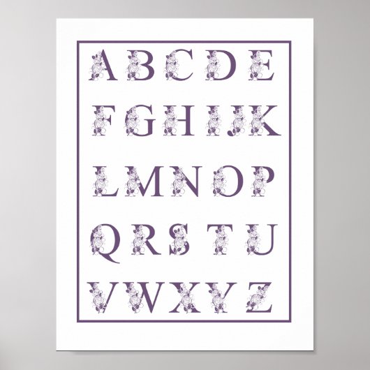 Poster alphabet violet rose (Devant)