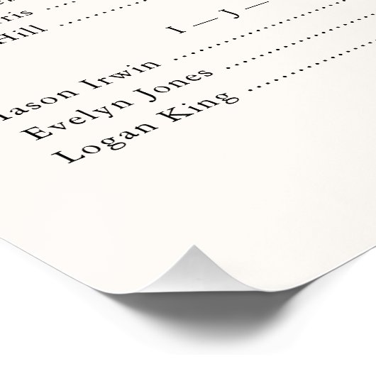 Poster Alphabetical Classic Monogram Seating Chart (Coin)