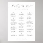 Poster Alphabetical Elegant Wedding Seating Chart (Devant)