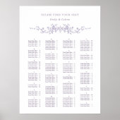 Poster Alphabetical Order Lavender Wedding Seating Chart (Devant)
