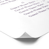 Poster Alphabetical Order Lavender Wedding Seating Chart (Coin)