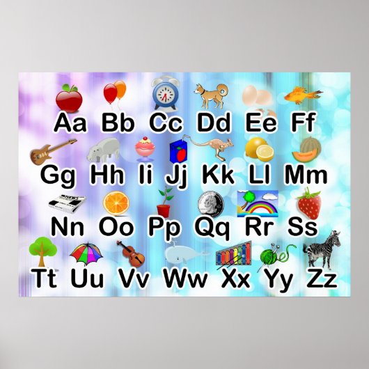 Poster alphabétique ABC 34x23 avec graphisme éléme (Devant)