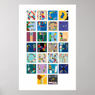Poster alphabétique du jeu de carte - Vertical