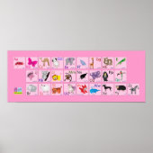 Poster Alphabets animaux en rose (Devant)