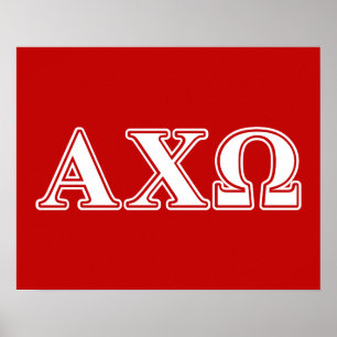Poster Alphi Chi Omega Lettres Blanches et Rouges