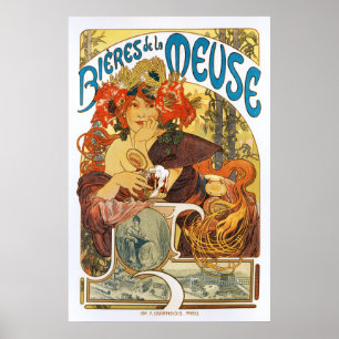 Poster Alphonse (Alfons) Mucha :  La de Bieres De la