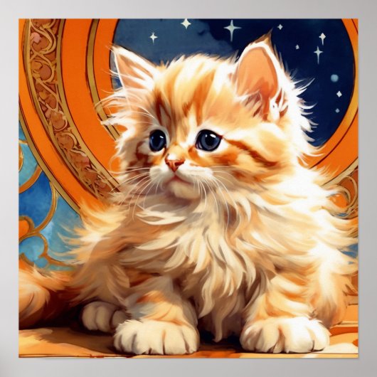 Poster Alphonse Mucha Art Nouveau Chat orange (Devant)