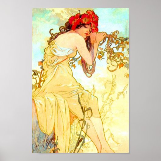 Poster Alphonse Mucha Art Nouveau Été (Devant)