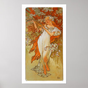Poster Alphonse Mucha - Art Nouveau - Printemps