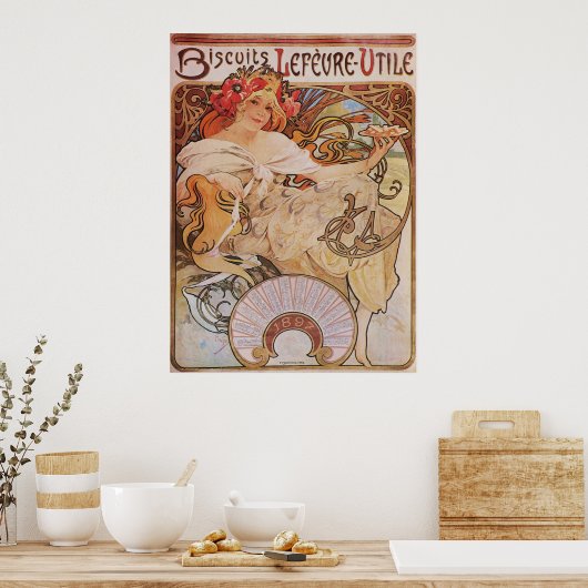 Poster Alphonse Mucha. Biscuits Lefevre-Utile, 1896 (Cuisine)