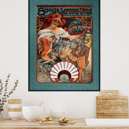 Poster Alphonse Mucha Biscuits Lefevre Utile Speckled De (Cuisine)