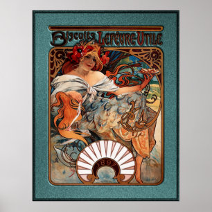 Poster Alphonse Mucha Biscuits Lefevre Utile Speckled De