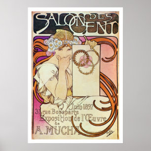 Poster Alphonse Mucha. Cent de DES de salon, 1897