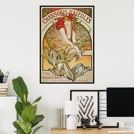 POSTER ALPHONSE MUCHA CHANSONS D`AJEULES (Bureau à domicile)