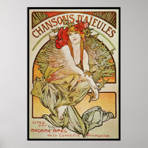 POSTER ALPHONSE MUCHA CHANSONS D`AJEULES