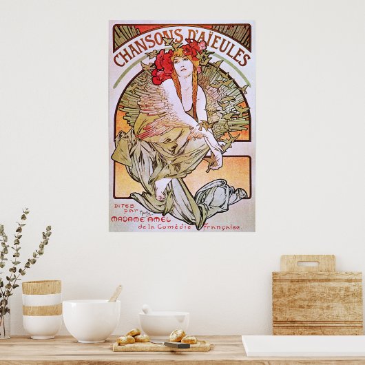 Poster Alphonse Mucha. Chansons D'Aieules, c.1898 (Cuisine)