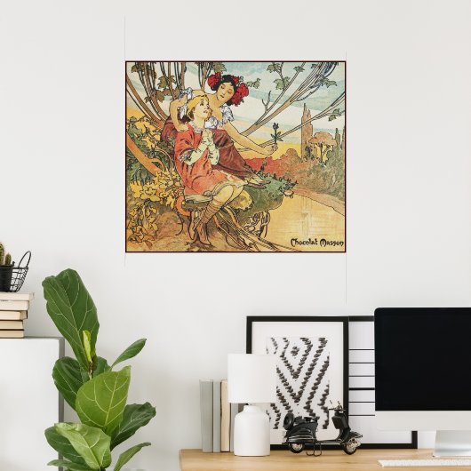 Poster alphonse mucha chocolat masson (Bureau à domicile)