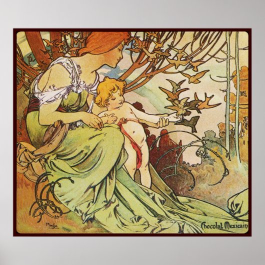 Poster alphonse mucha chocolat mexicain (Devant)