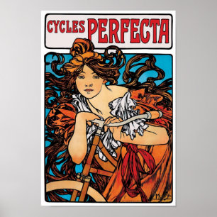 Poster Alphonse Mucha - Cycles Perfecta Art nouveau rétro