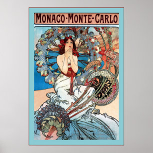 Poster ~ Alphonse Mucha de Monte Carlo de ~ du Monaco