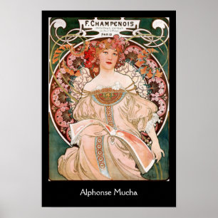 Poster Alphonse Mucha F. Champenois en noir