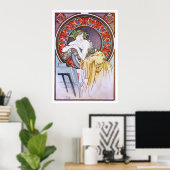 Poster Alphonse Mucha. Femme Au Carton A Dessins (Bureau à domicile)