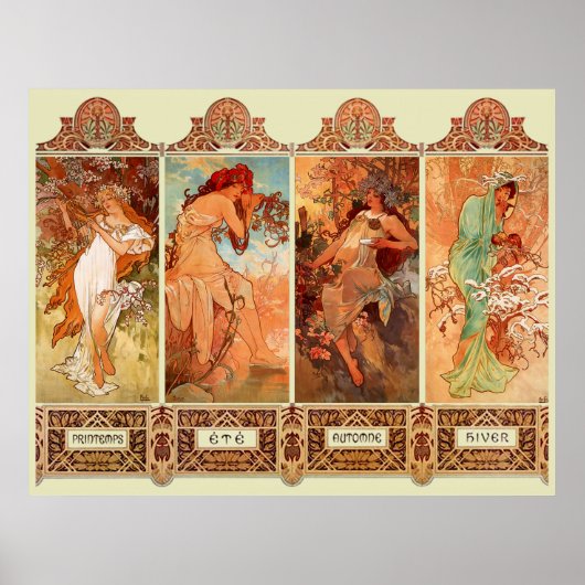 Poster Alphonse Mucha Four Seasons Art Nouveau (Devant)
